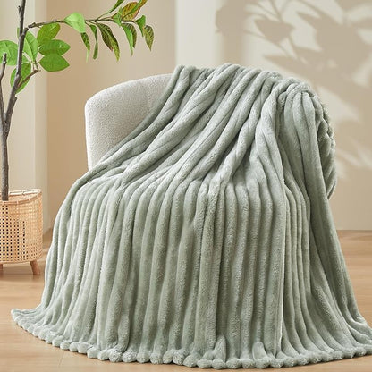 NEWCOSPLAY Super Soft Queen Blanket Sage Green Premium Silky Flannel Fleece 3D - Image 9