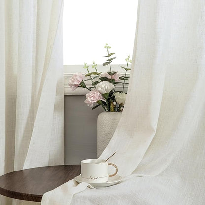 Pitalk Linen Window Treatments Sheer Curtain Panels - Image 3