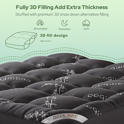 BEDLORE Queen Mattress Topper Viscose Derived from Bamboo, Thick Pillow Top - Image 5