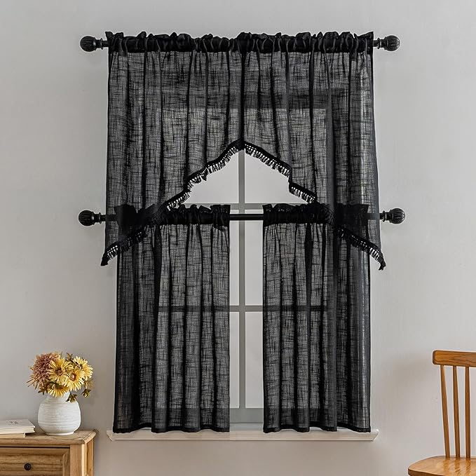 Beda Home Tassel Linen Textured Swag Valances - Image 6