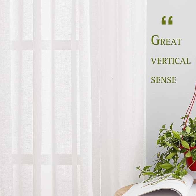 NICETOWN Faux Flax Linen Sheer Curtains - Image 2