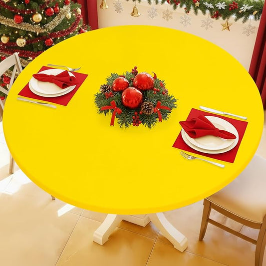 Round Spandex Tablecloth, Elastic Fitted Waterproof Tablecloths by Moosfor