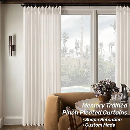 Pinch Pleated 72 Inch Wide Curtain 90 Inches Long Cream Ivory Sheer Linen - Image 5