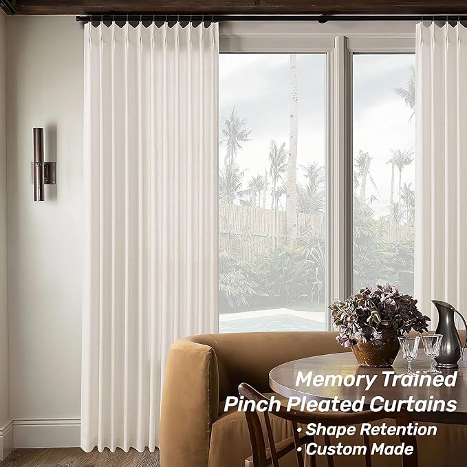 Pinch Pleat Extra Wide 72 x 108 Inch Linen Curtains - Image 6