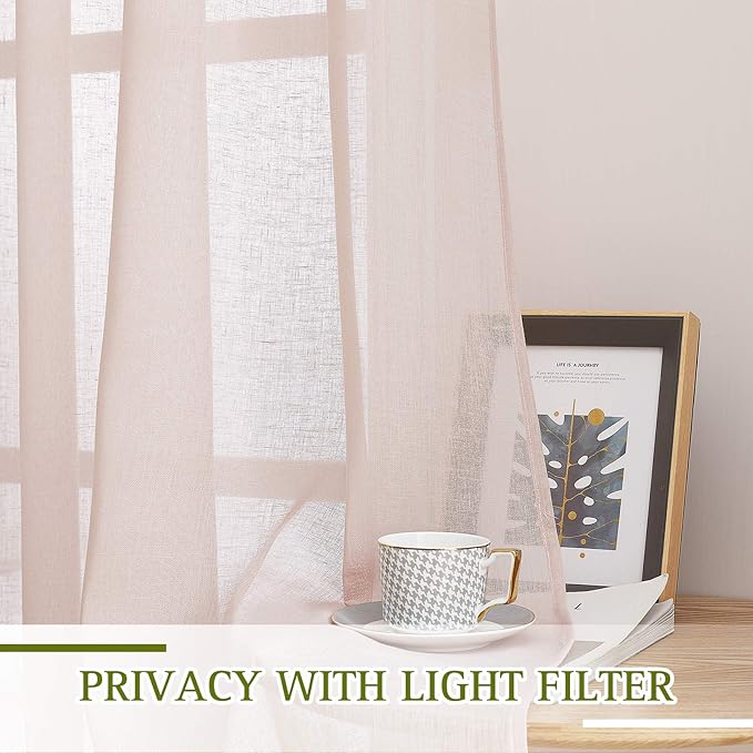 NICETOWN Linen Textured Semi Sheer Bedroom Curtains - Image 5