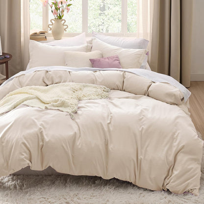 bedsure prewashed duvet cover king, cotton-like soft bedding, main product view