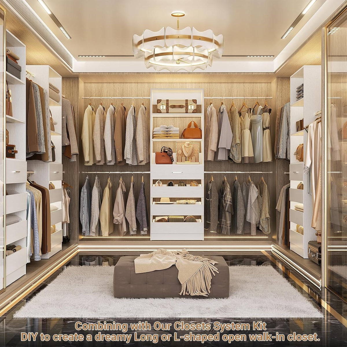 aheaplus closet system, 4-9ft closet organizer with 4 showing dimensions