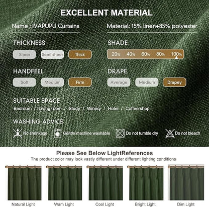 IVAPUPU Linen Pinch Pleated Blackout Curtains - Image 8