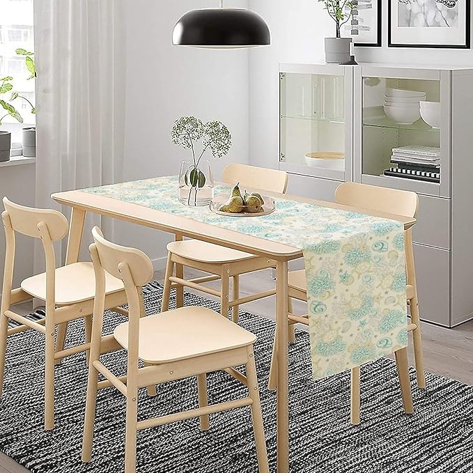 Ocean Coastal Table Runner, Nautical Summer Beach Coral Sea Turtle Table Runner - Image 2