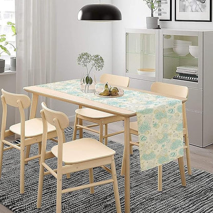 Ocean Coastal Table Runner, Nautical Summer Beach Coral Sea Turtle Table Runner - Image 2