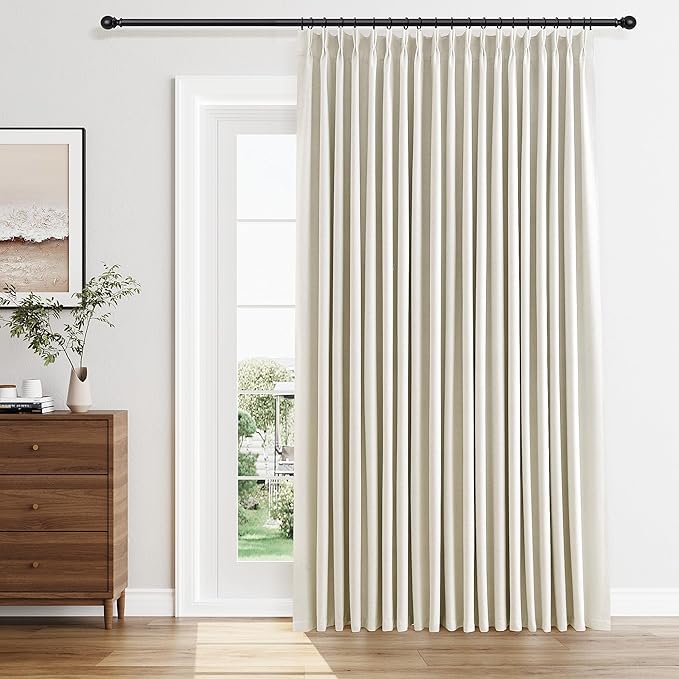Extra Wide 100 Inch Width 100% Blackout Pinch Pleated Curtains 84 Inch Long by Joywell
