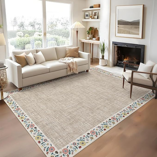 GarveeHome Washable Area Rugs for Bedroom 5x7 Living Room Modern Floral Throw by GarveeHome