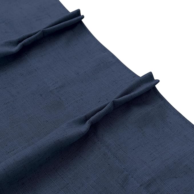 Navy Blue Cafe Tier Curtains 36 Inch Length 2 Panel Pinch Pleated Hooks Semi - Image 7