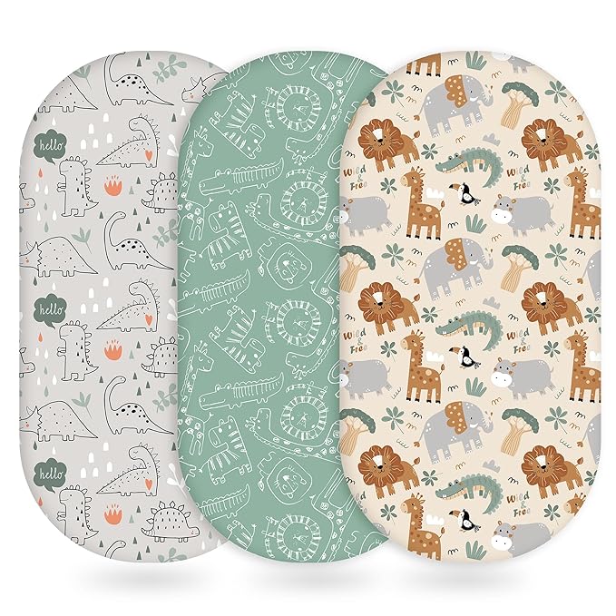 Baby Bassinet Sheets Girl Boy, Fitted Bassinet Sheet Set 3 Pack Bassinet by Unnivoll