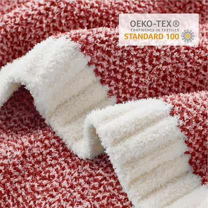 Snuggle Sac Red Throw Blanket for Couch, Super Soft Warm Christmas Red Blankets - Image 4