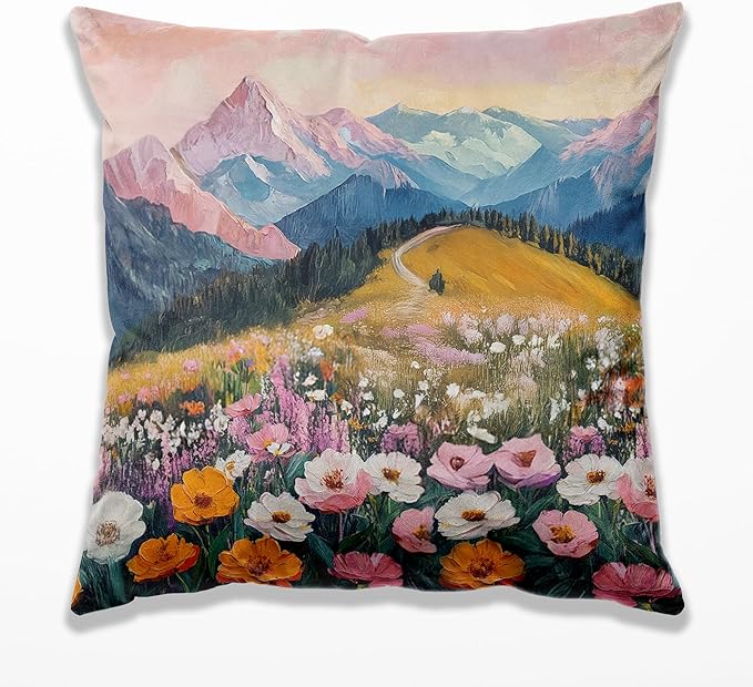 Boho Abstract Wildflower Pillow Covers 18x18，Watercolor Colorful Floral by TopXmai