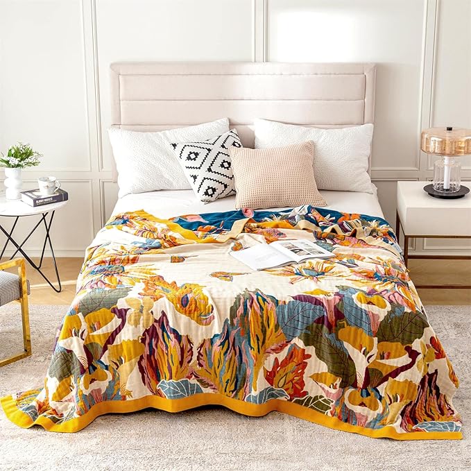 MSGKV Boho Throw Blanket 60''x80'', 100% Cotton Blankets - Image 2