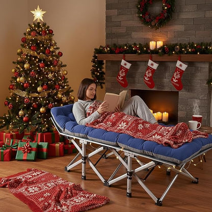 ABORON Camping Cot for Adult 28" Extra Wide, Heavy-Duty 1200D Oxford Cot for - Image 2
