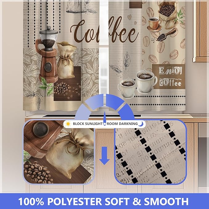 Coffee Vintage Kitchen Curtains - Image 5