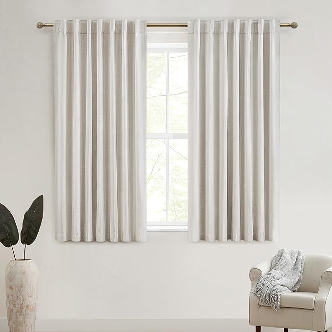 Room Darkening Curtains 63 Inches Long, Small Bay Window Blackout Dining Room by QJMYDECO