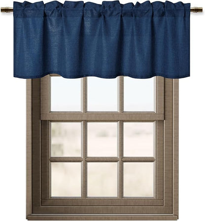 Hiasan Navy Blue Valance Curtains Light Filtering Rod Pocket Window Valance - Image 7