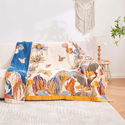 Boho Throw Blanket, 100% Cotton Ultra Soft Luxury Throw Rustic Quilt, All - Image 8
