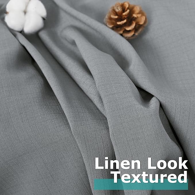 BGment Grey Linen Sheer Curtains 95 Inches Long 2 Panel Set, Grommet Semi Sheer - Image 2