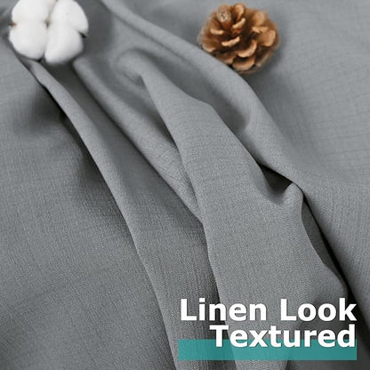 BGment Grey Short Linen Sheer Curtains - Image 2