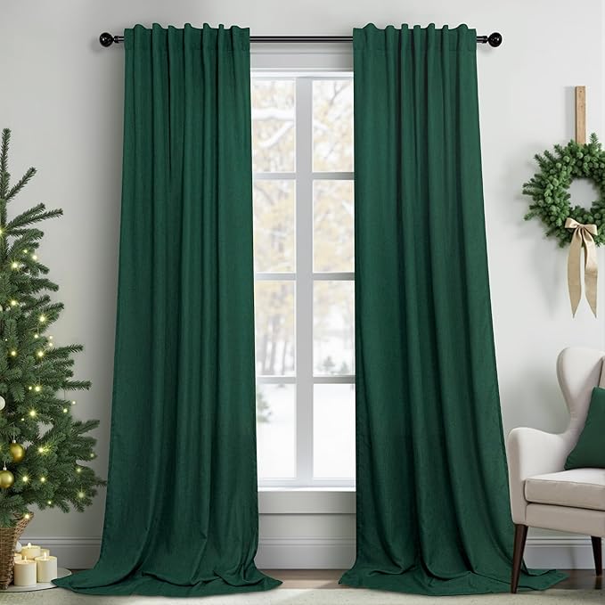 Dark Green Curtains 96 Inches Long by Pitalk