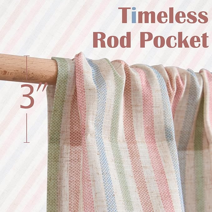 jinchan Striped Linen Kitchen Curtains 30 Inches Christmas Tier Curtains - Image 7