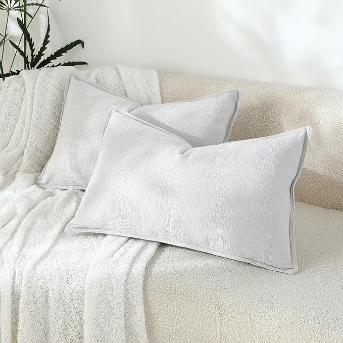 Stellhome Lumbar Chenille Throw Pillow Covers Set of 2 Super Soft Textured - Image 5
