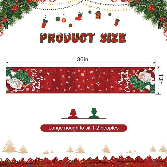 OTOSTAR Christmas Tree and Santa Claus Merry Christmas Table Runner, Xmas - Image 5