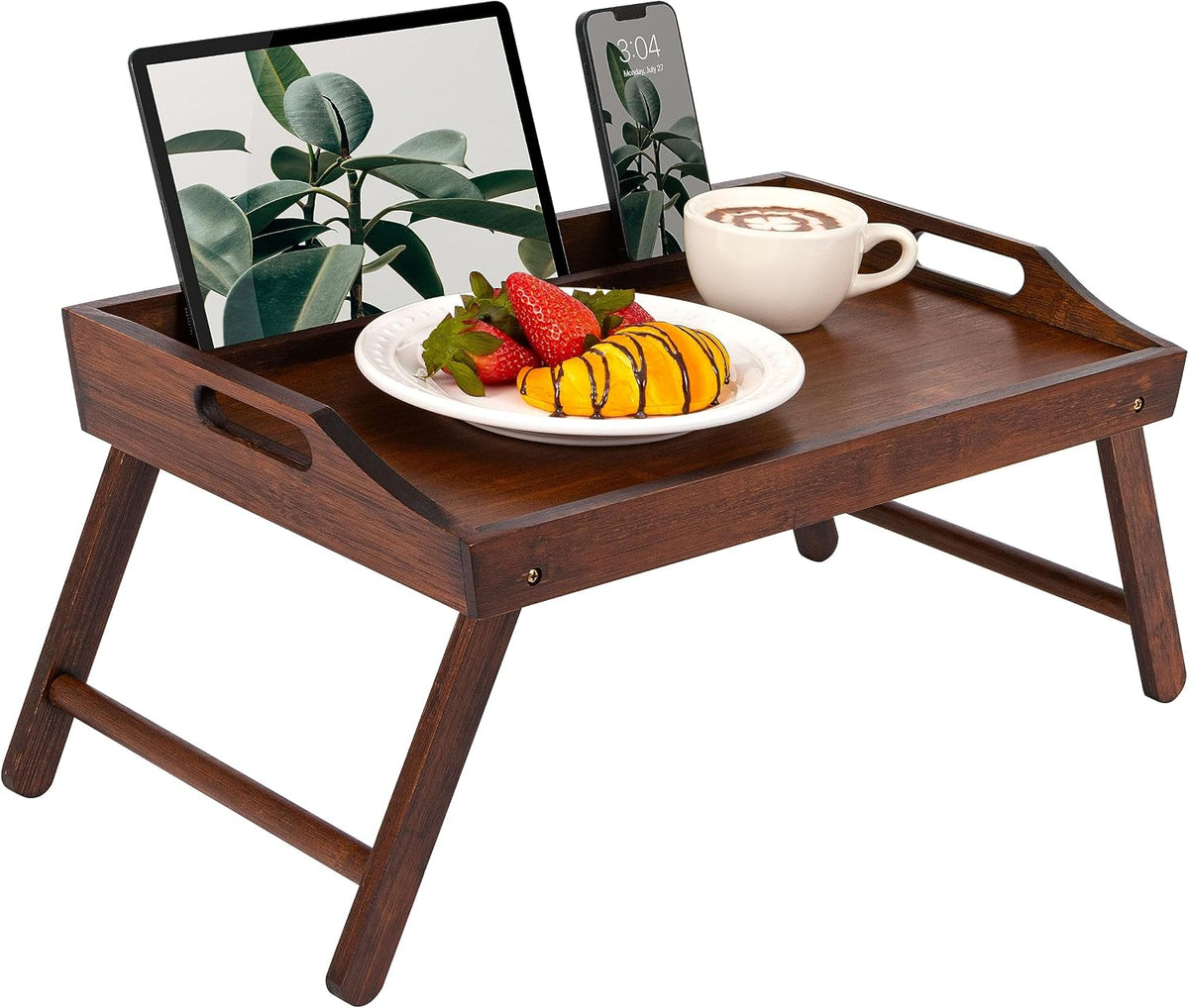 rossie home large wood bed tray – java, main product view