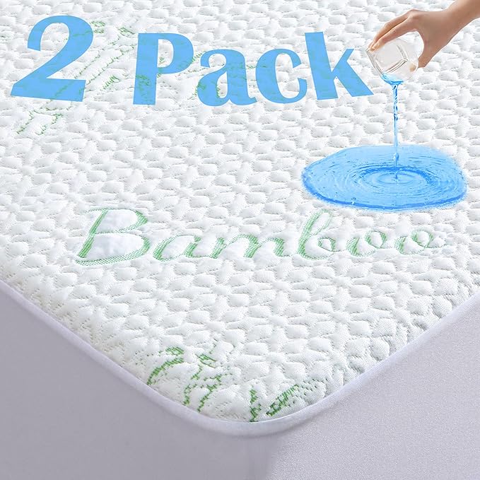 GOONIK 2 Pack Twin Size Mattress Protector, Breathable Bamboo Viscose by GOONIK