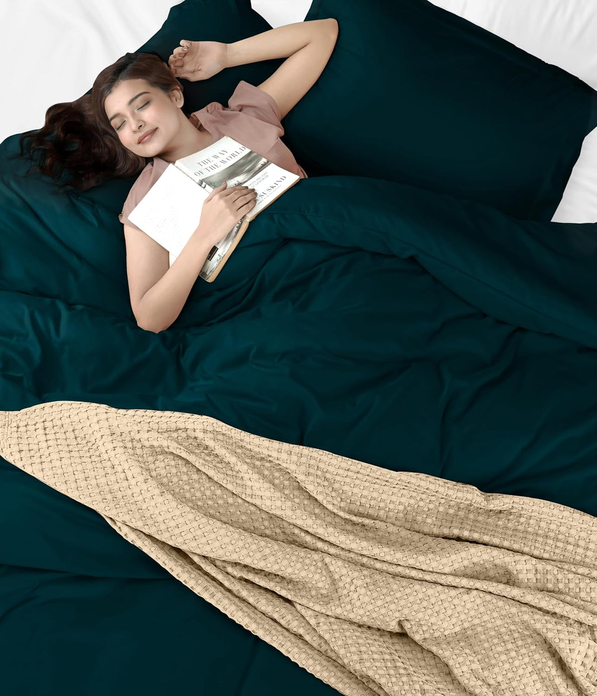 duvet cover king, 3 piece cotton like polyester, front angle view