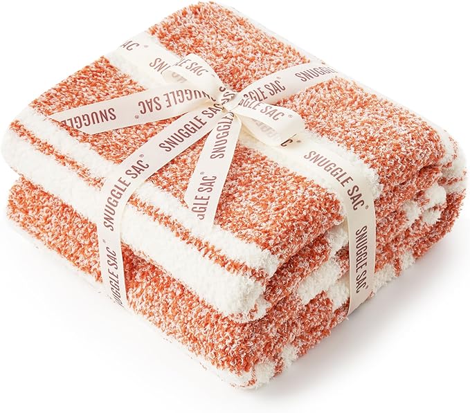 Snuggle Sac Orange Bedding Blanket Ultra Soft Microfiber, Warm Cozy Knit - Image 4