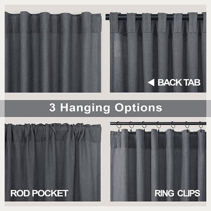 Dark Gray Curtains 108 Inches Long 2 Panels Set - Image 4
