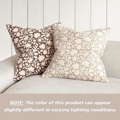 Foindtower Set of 2 Decorative Neutral Floral Throw Pillow Covers Accent - Image 4
