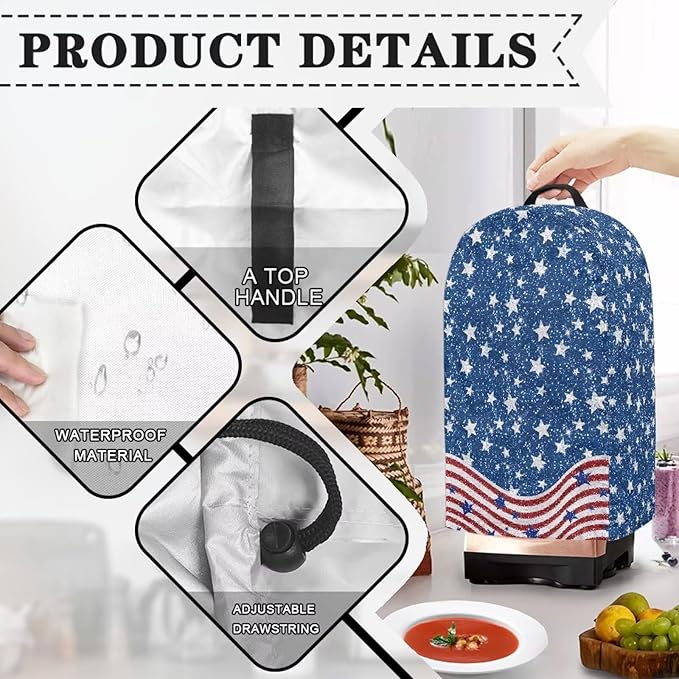 USA Flag Print Blender Dust Cover Stand Mixer or Coffee Maker Appliance Covers - Image 5
