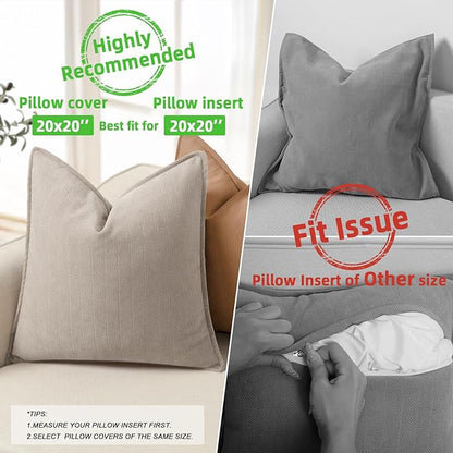 ZWJD Gray Pillow Covers 20x20 Set of 2 Chenille Pillow Covers - Image 3