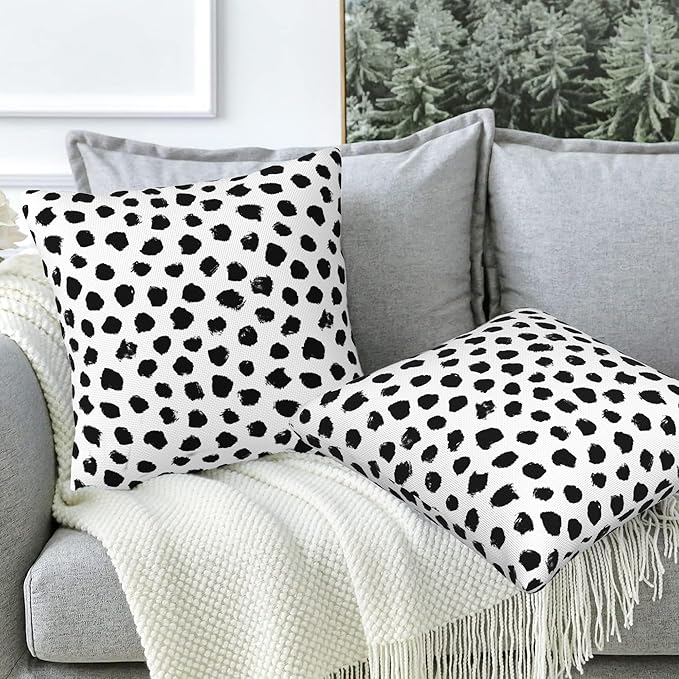 White and Black Spot Throw Pillow Covers Set of 2 Polka Dot Pillow Covers 18x18 - Image 5