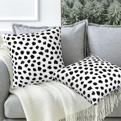 White and Black Spot Throw Pillow Covers Set of 2 Polka Dot Pillow Covers 18x18 - Image 5