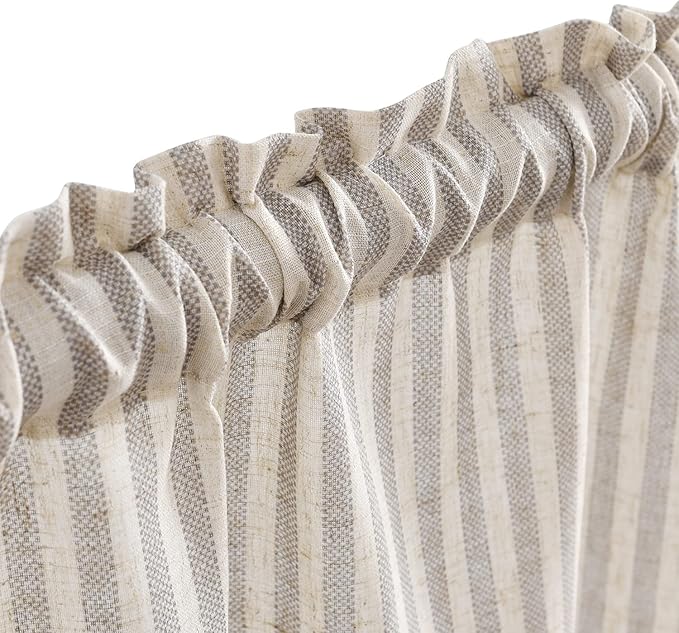 Vangao Stripe Farmhouse Kitchen Curtains 24 Inch Length Linen Cafe Curtains - Image 5