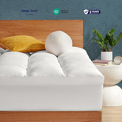 SLEEP ZONE Mattress Topper Full Size, Extra Thick Fitted Mattress Pad - Image 2