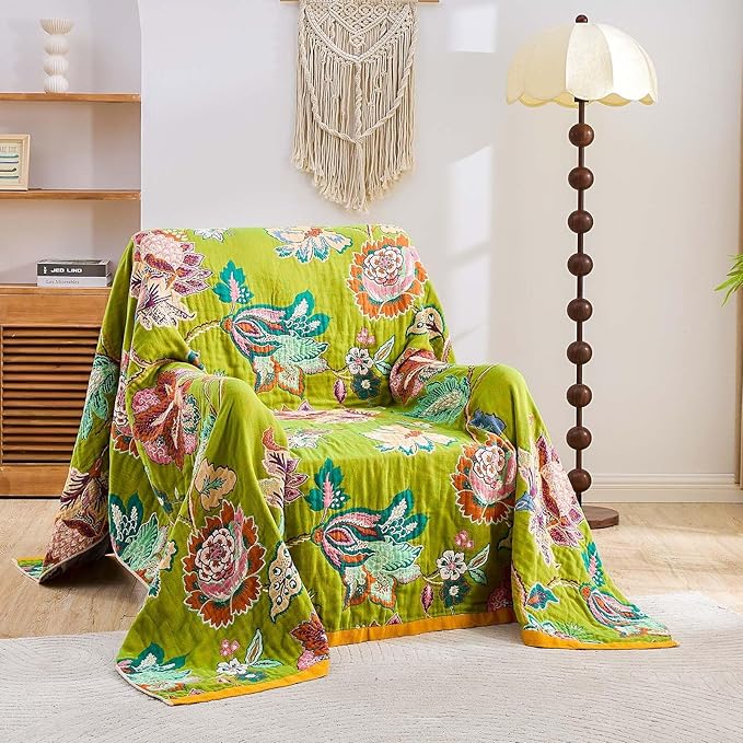 Fall Throw Blanket, 100% Cotton Soft Rustic Boho Throw Blanket - Image 2