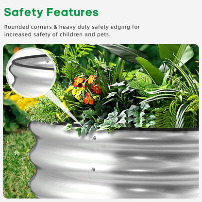jeria raised garden bed,galvanized raised 2 pcs 2×2×1ft showing dimensions