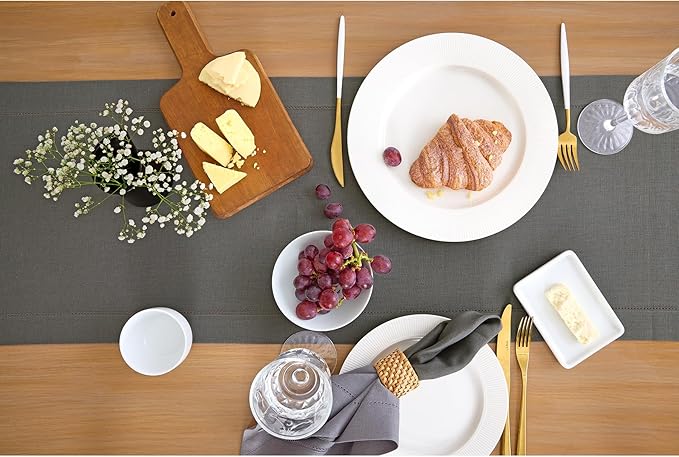 Solino Home Linen Steel Gray Table Runner 120 Inches Long - Image 3