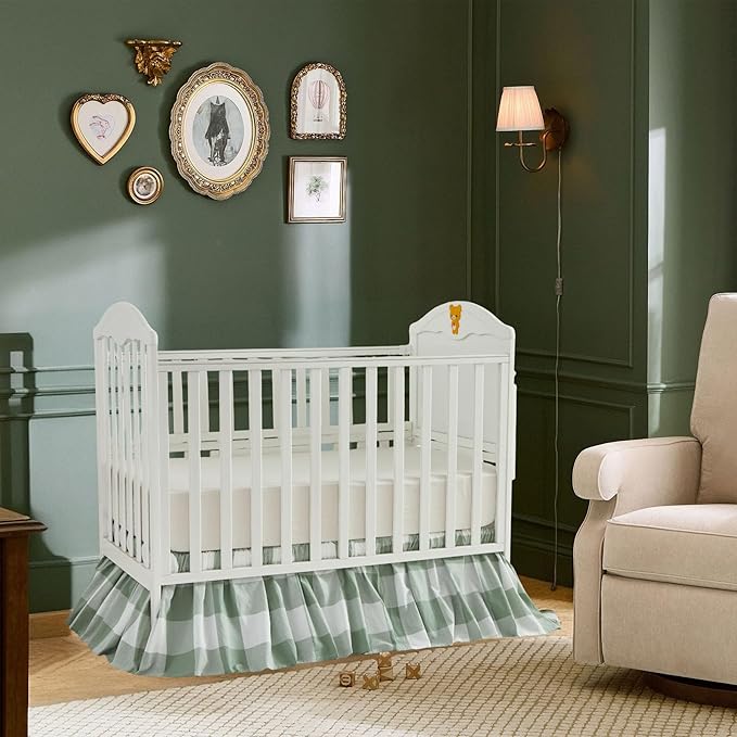 Brandream Gingham Gathered Crib Skirt, Baby Boy, Baby Girl, Gender Neutral Crib by Brandream