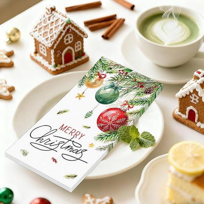 100 PCS Christmas Paper Napkins, Disposable Xmas Ornament Bathroom Guest Hand - Image 6