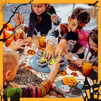 Happy Halloween Table Runner Fall Autumn Golden Maple Leaves Pumpkin - Image 3